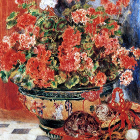 bowl of flowers and cat