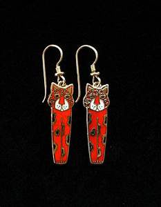 Red cat earrings