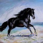 Black horse running