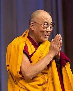 Dalai Lama in saffron robe