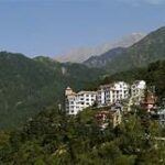 temple buildings and mountains