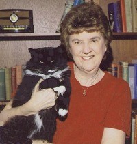 Elaine Faber and her cat, Boots
