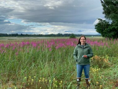 Susan Schaff in a field of fireweed