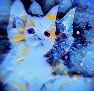 blue kittens, impressionist style