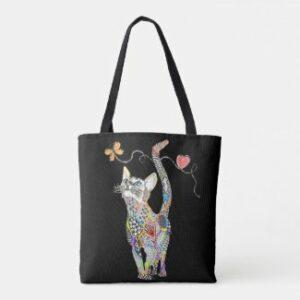 Cute many-colored cat tote