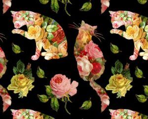 kitty and rose fabric swatch