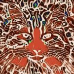 Orange cat face with abstract design