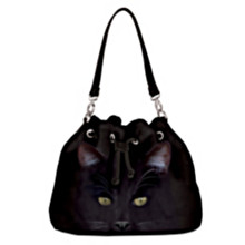 Woman's black purse; black cat art