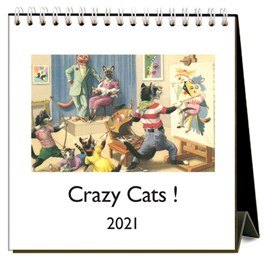 easel stand with crazy cat pictures