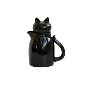 Black ceramic mug, cat-shaped lid