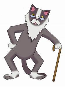 Cartoon: Old man cat with cane