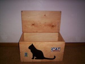Box with "cat" and a cat picture on front