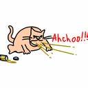cartoon of cat sneezing