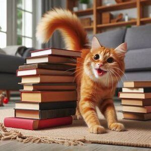 Playful cat causing laughter