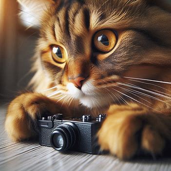 A cat being focused, using camera