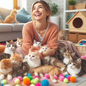 Cat lady qualities -- happy and caring