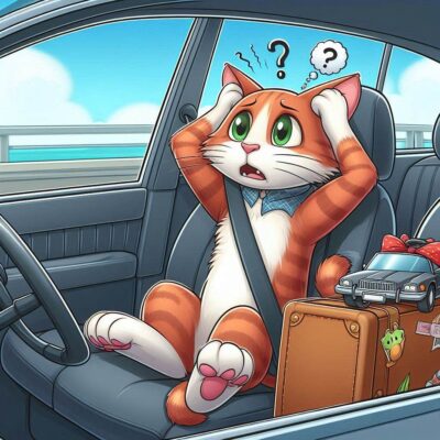 Stressed cat in car