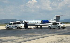 Ambulance and plane: loading